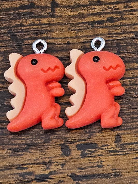 🦖 Cute Dinosaur Resin Charms for Jewellery Making – Blue, Pink and Red - 6 Pack